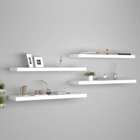 Floating Wall Shelves 4 pcs White 35.4"x9.3"x1.5" MDF