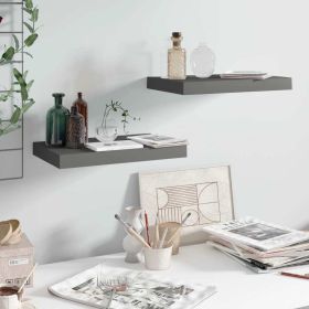 Floating Wall Shelves 2 pcs High Gloss Gray 15.7"x9.1"x1.5" MDF