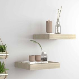 Floating Wall Shelves 2 pcs Oak 9.1"x9.3"x1.5" MDF