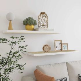 Floating Wall Shelves 2 pcs Oak and White 35.4"x9.3"x1.5" MDF