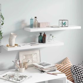 Floating Wall Shelves 2 pcs High Gloss White 35.4"x9.3"x1.5" MDF