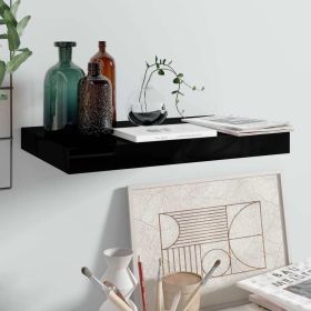 Floating Wall Shelf High Gloss Black 15.7"x9.1"x1.5" MDF