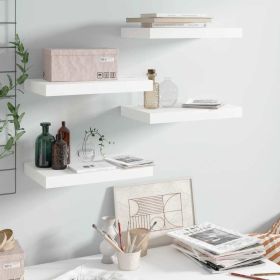 Floating Wall Shelves 4 pcs High Gloss White 15.7"x9.1"x1.5" MDF