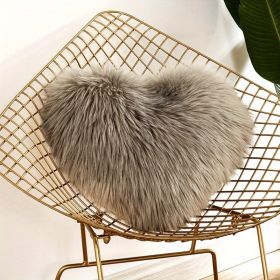 1pc Love Heart Plush Pillow - Soft and Cozy Indoor Sofa Chair Bed Cushion for Home Decoration - Removable and Machine Washable (Color: Grey, size: 40*50Cm/15.7*19.7")