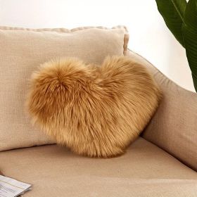 1pc Love Heart Plush Pillow - Soft and Cozy Indoor Sofa Chair Bed Cushion for Home Decoration - Removable and Machine Washable (Color: Khaki, size: 40*50Cm/15.7*19.7")