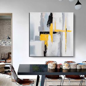 Hand Painted Oil Paintings Black and white gold Modern Abstract Oil Paintings On Canvas Wall Art Decorative Picture Living Room Hallway Bedroom Luxuri (Style: 1, size: 60X60Cm)