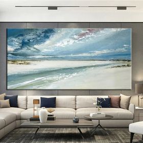 Hand Painted Oil Paintings Abstract Seascape Painting Beach Ocean  Living Room Hallway Luxurious Decorative Painting (Style: 1, size: 150X220Cm)