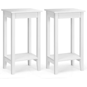 Set of 2 Versatile 2-Tier End Tables with Storage Shelf (Color: White)