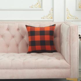 2PCS Cotton orange and black checkered pillow case, multi-size fall interior decoration, suitable for sofa, bed, autumn, Halloween (Color: As Pic, size: 50X0Cm)